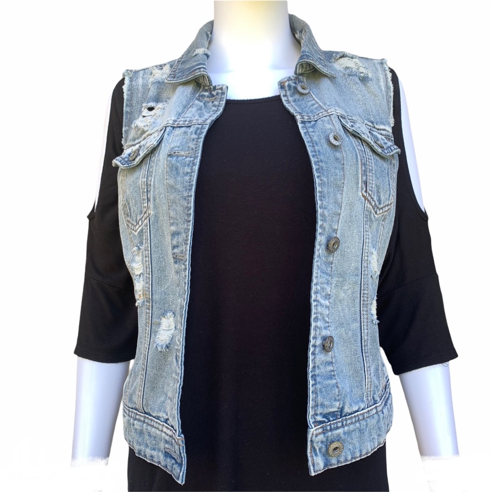 CATO Jean destressed vest